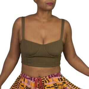 Urban Outfitters Contenta Crop Top Brown Cotton Bustier Bra UO Kendra Size Small